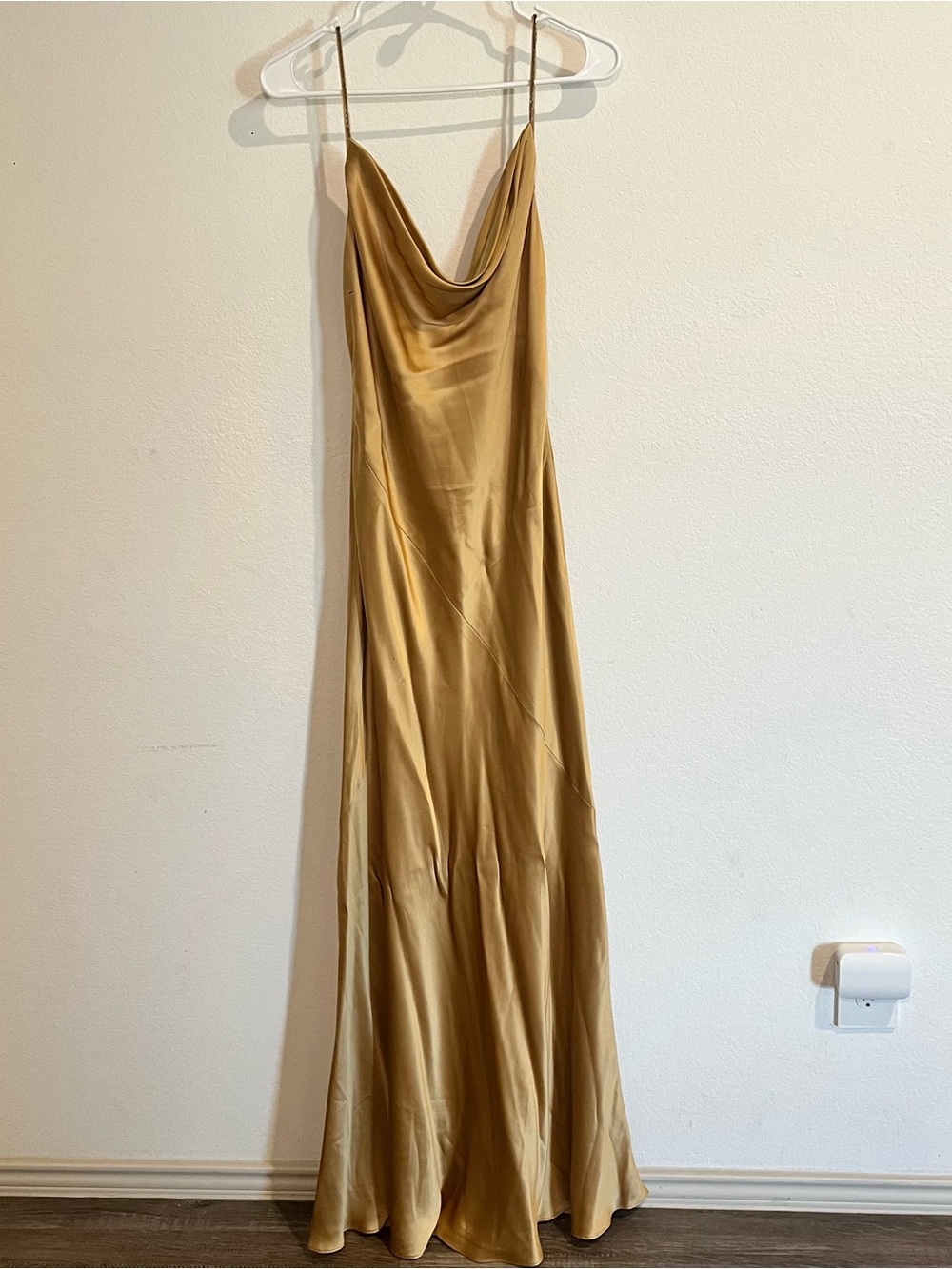 Laundry By Shelli Segal Gold Silk Cowl Neck Maxi Slip Dress